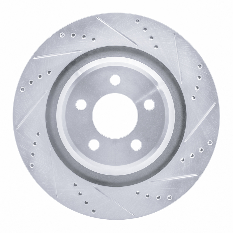Chrysler 300 Brake Rotor (1) - Rear Right - R1 Concepts - Drilled & Slotted - Silver - `05-`23 Chrysler 300 Brake Rotor (1) - Rear Right - R1 Concepts - Drilled & Slotted - Silver - `05-`23
